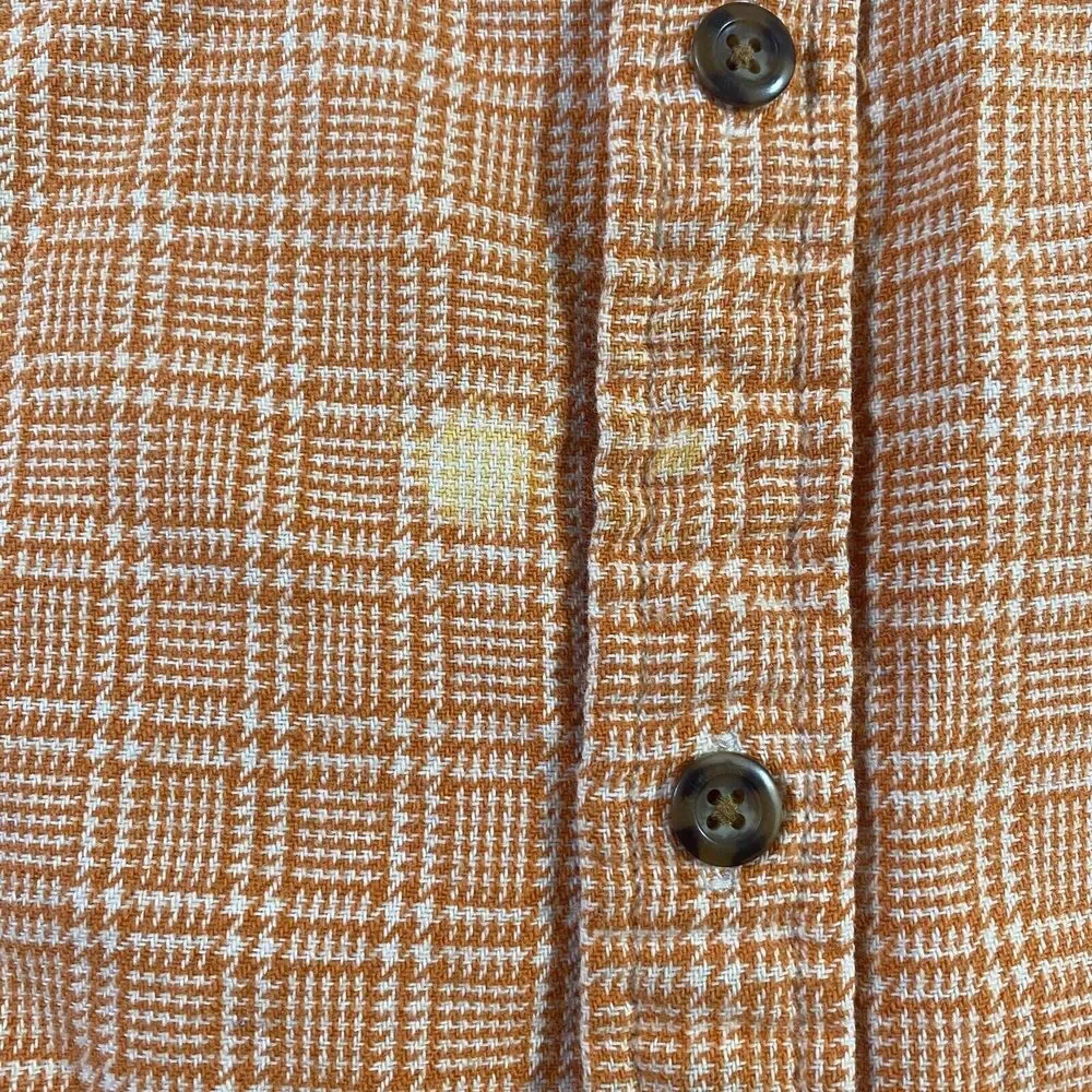 J Crew Check Plaid Houndstooth Flannel‎ Shirt Mens Size Large Orange